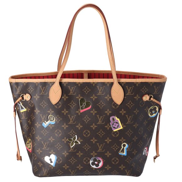 Louis Vuitton Neverfull MM Lovelock Love Lock Tote Bag M44364 Canvas - Picture 2 of 7